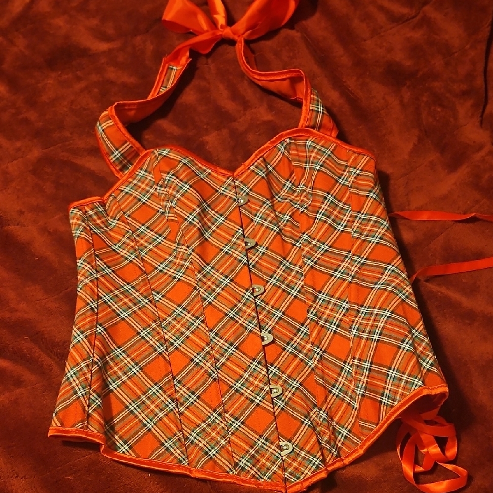 Chic Red Plaid Halter Blouse